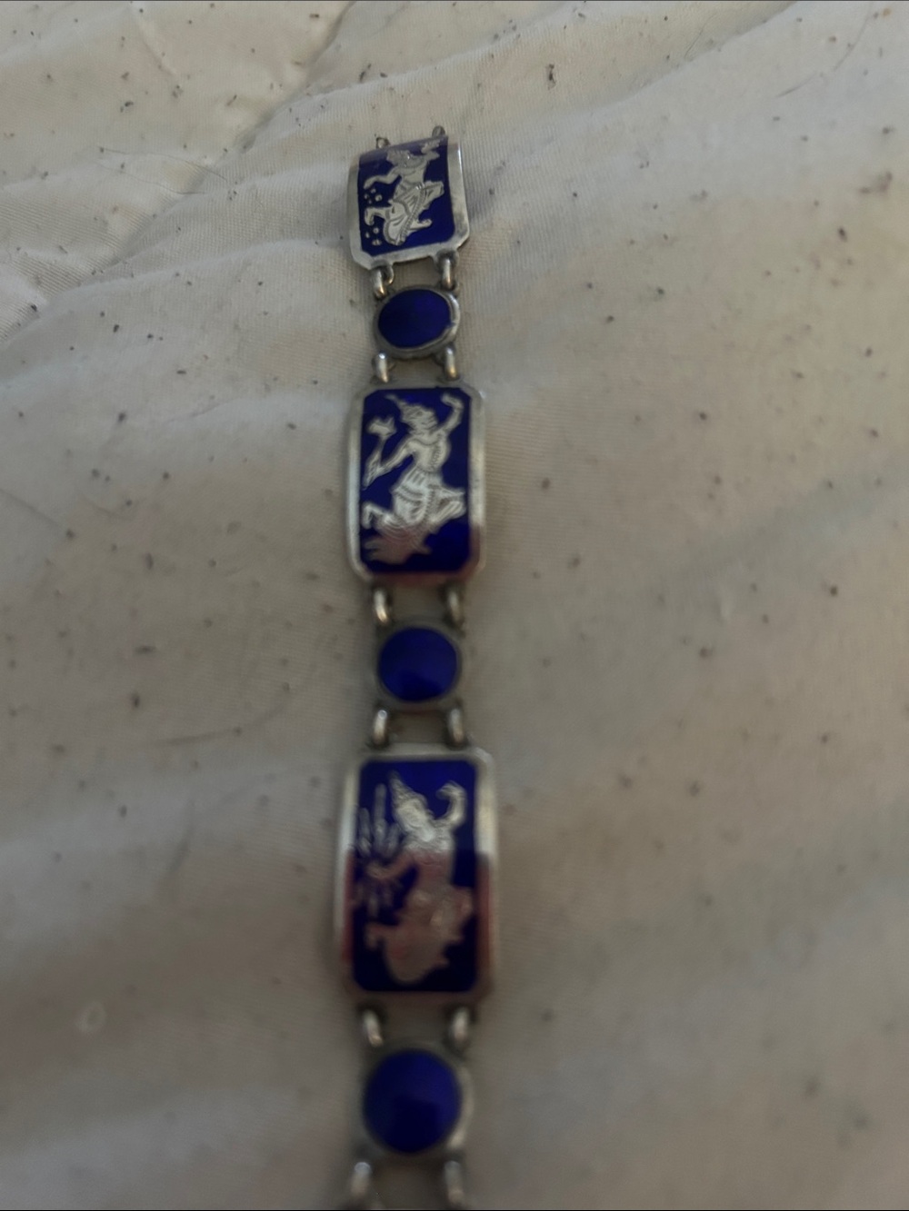 Nice antique sterling and enamel Thai bracelet